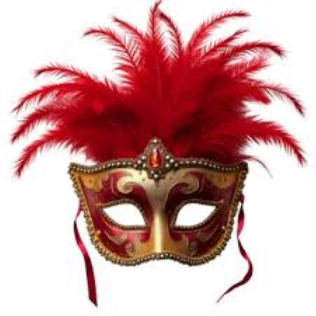 MASK WITH RED FEATHER MIX COLOUR 6123002